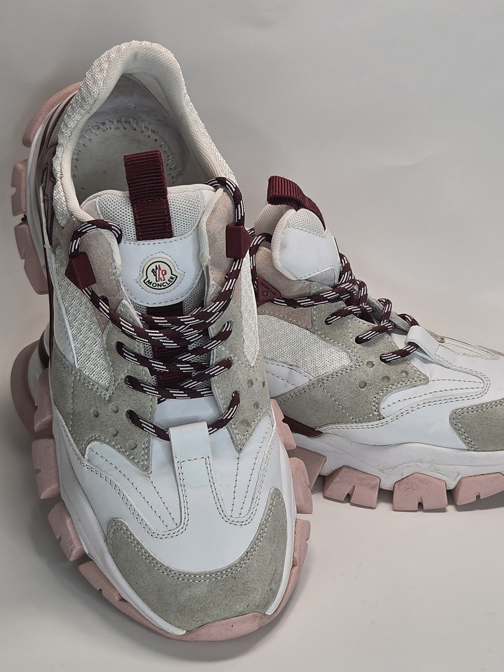 Moncler Women’s Pink & White Trail Chunky Sneakers Size 38